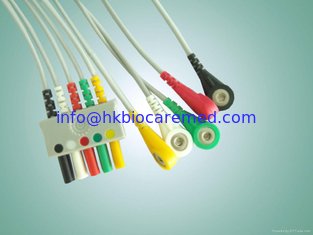 China 3/5 Lead Euro type lead wire ,ecg leadwire for all l Euro-Plug System , IEC/AHA snap end supplier