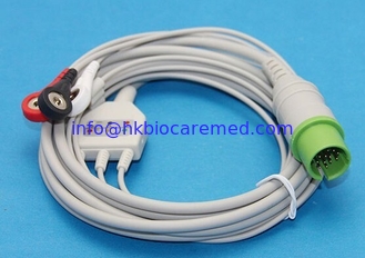 China Spacelabs 3 lead ECG cable with snap end , AHA,17 pin supplier