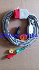 China Compatible Bionet 3 lead ECG cable with snap end, IEC, for BM5, red connector supplier
