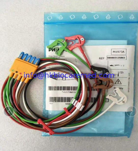 Philips original ECG lead wire 5 lead. Clip. AHA. M1973A